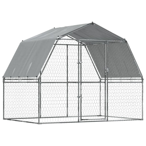 Dog Cages 2 Pcs With Roof And Door Silver Galvanised Steel
