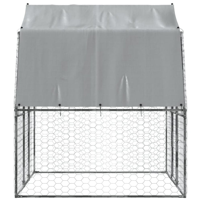 Dog Cages 2 Pcs With Roof And Door Silver Galvanised Steel