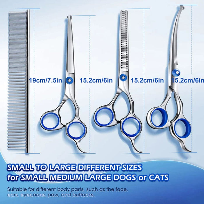 Dog Grooming Scissors Kit Round Tip Stainless Steel Shears