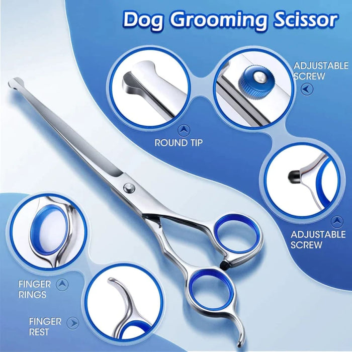 Dog Grooming Scissors Kit Round Tip Stainless Steel Shears