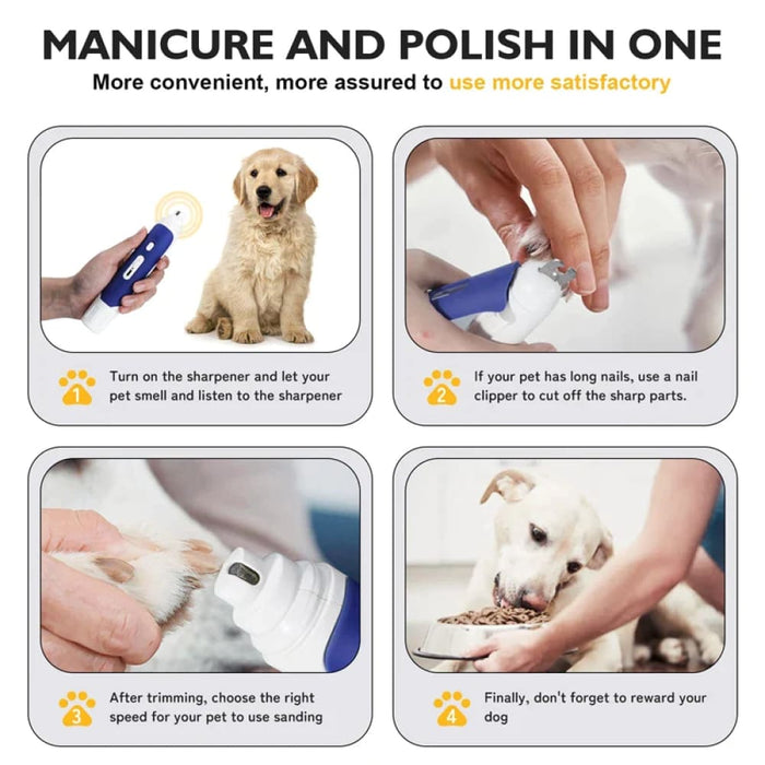 Dog Nail Grinder Powerful Electric Pet Trimmer With Led