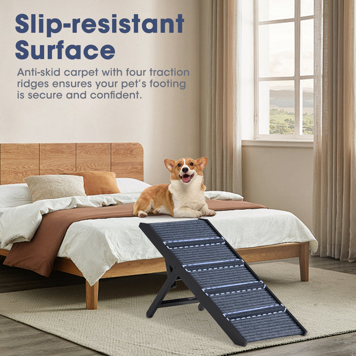 Foldable Dog Ramps Adjustable Height Pet Ramp Folding Portable Black