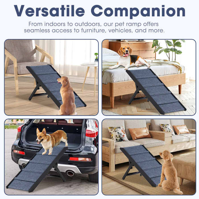 Foldable Dog Ramps Adjustable Height Pet Ramp Folding Portable Black