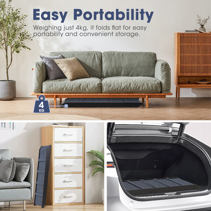 Foldable Dog Ramps Adjustable Height Pet Ramp Folding Portable Black