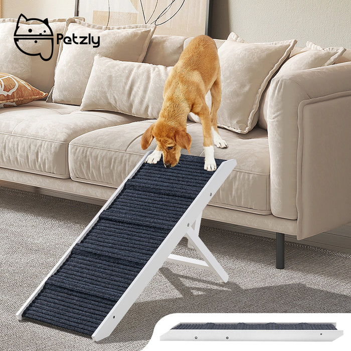 Foldable Dog Ramps Adjustable Height Pet Ramp Folding Portable White