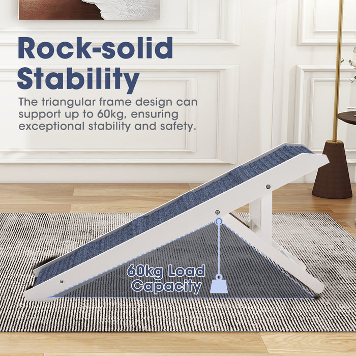 Foldable Dog Ramps Adjustable Height Pet Ramp Folding Portable White