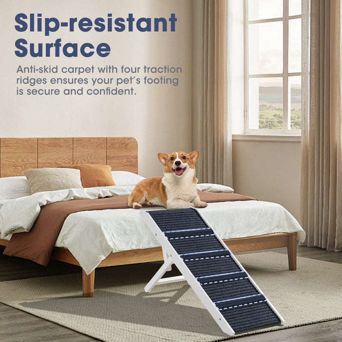 Foldable Dog Ramps Adjustable Height Pet Ramp Folding Portable White
