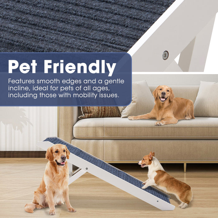 Foldable Dog Ramps Adjustable Height Pet Ramp Folding Portable White