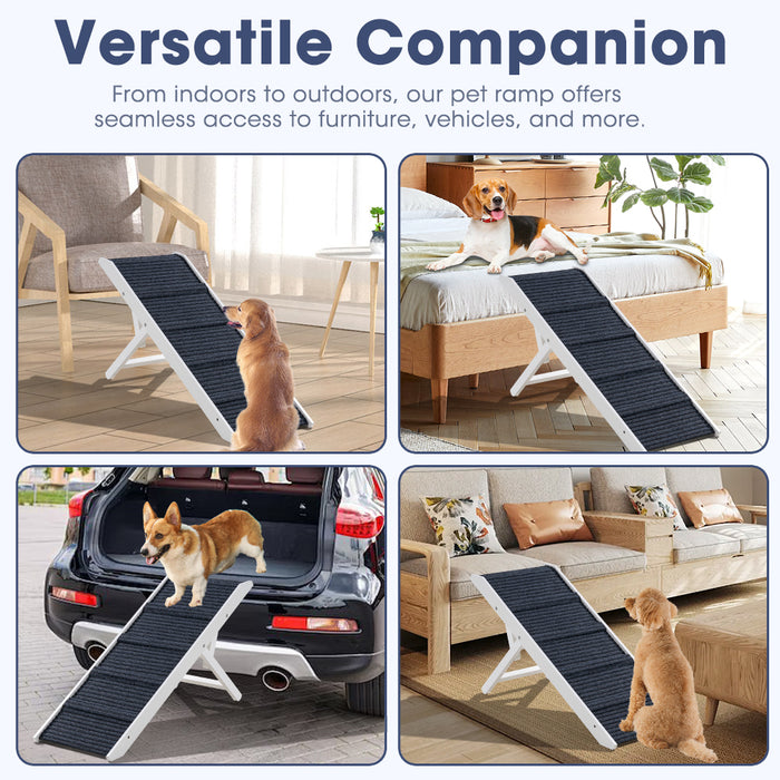 Foldable Dog Ramps Adjustable Height Pet Ramp Folding Portable White