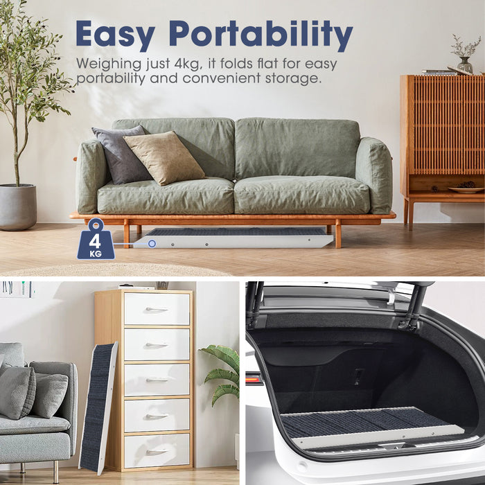 Foldable Dog Ramps Adjustable Height Pet Ramp Folding Portable White