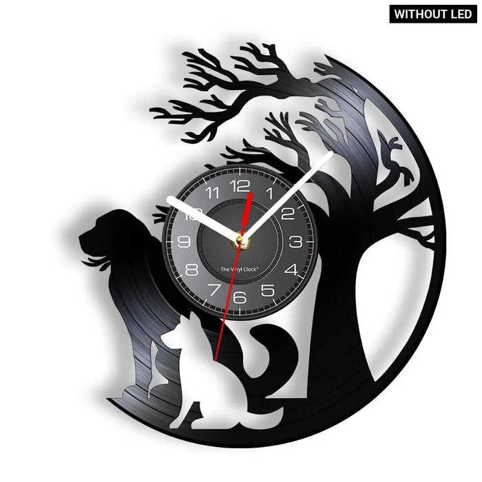 Dog Silhouette Vinyl Record Wall Clock