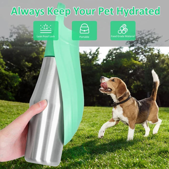 Dog Water Bottle Stainless Steel Leakproof Pet Travel