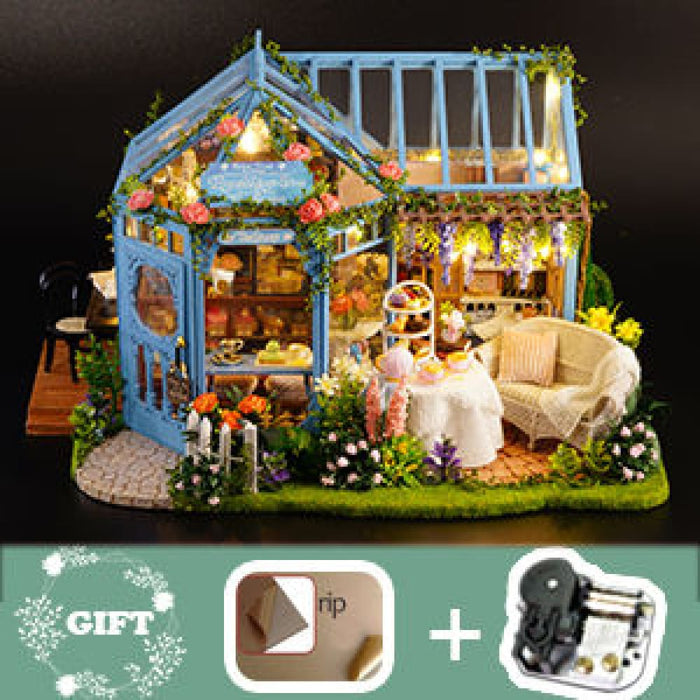 Dollhouse Miniature with Furniture Kit Plus Dust Proof