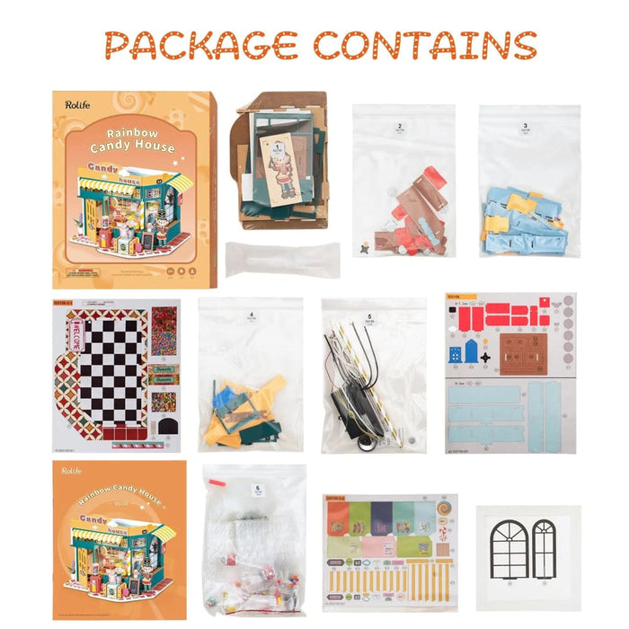 Dollhouse Rainbow Candy House Diy Miniature for Kids Girls