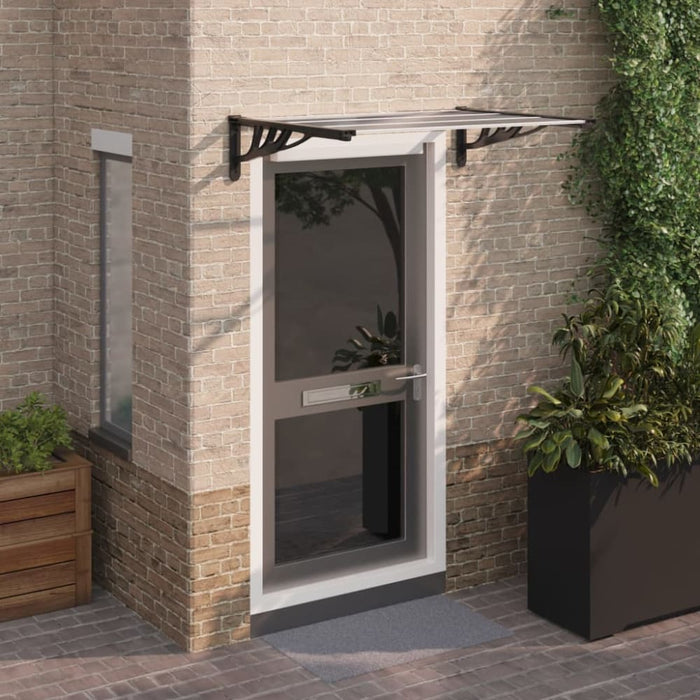Door Canopy Black And Transparent 122x90 Cm Polycarbonate