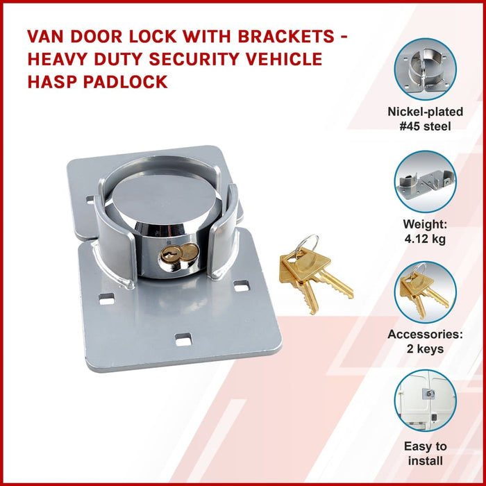 Van Door Lock With Brackets - Heavy Duty Security Vehicle