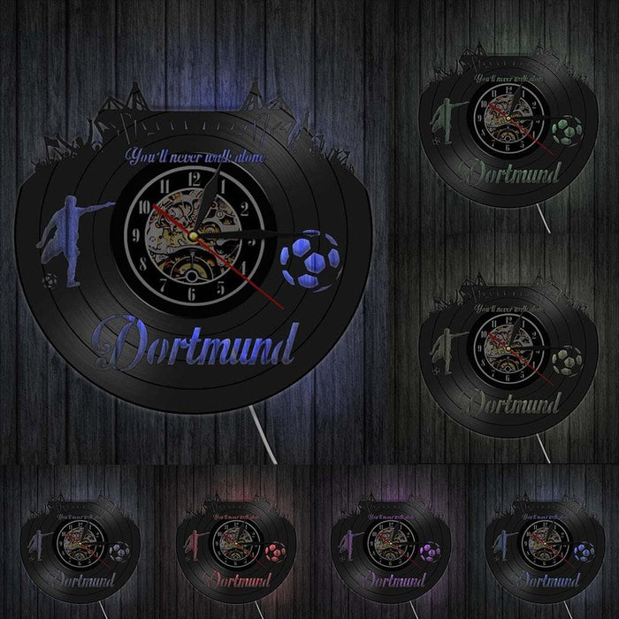 Dortmund City Skyline Led Vinyl Record Wall Clock German