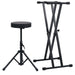 Double Braced Keyboard Stand and Stool Set Black Ibbkl