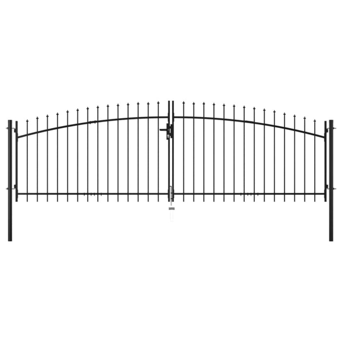 Double Door Fence Gate With Spear Top 400x150 Cm Oaatlb