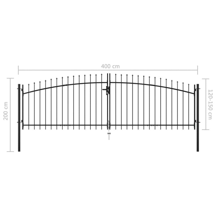 Double Door Fence Gate With Spear Top 400x200 Cm Oapiab