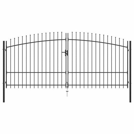 Double Door Fence Gate With Spear Top 400x225 Cm Oapiao