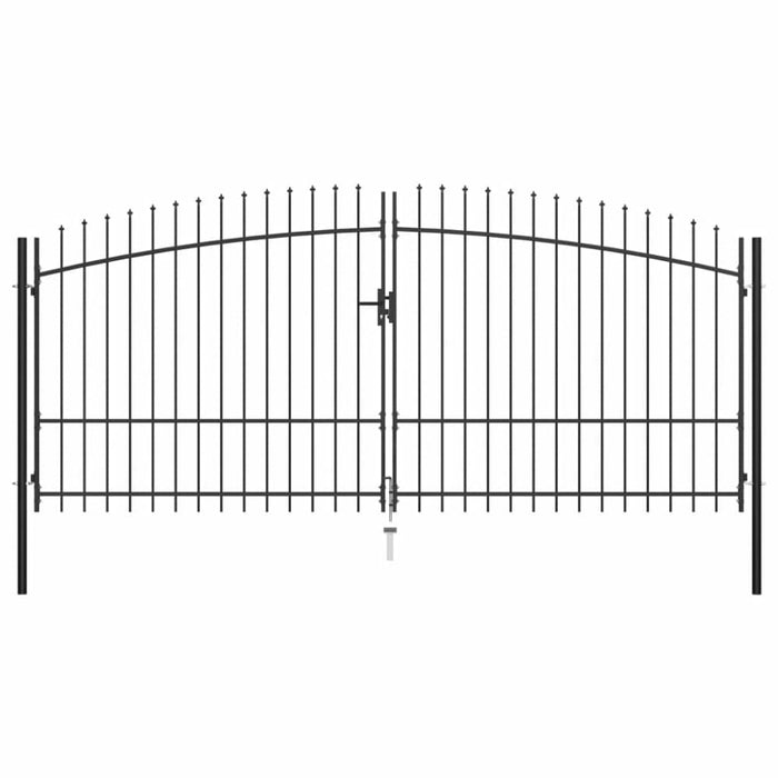 Double Door Fence Gate With Spear Top 400x225 Cm Oapiao
