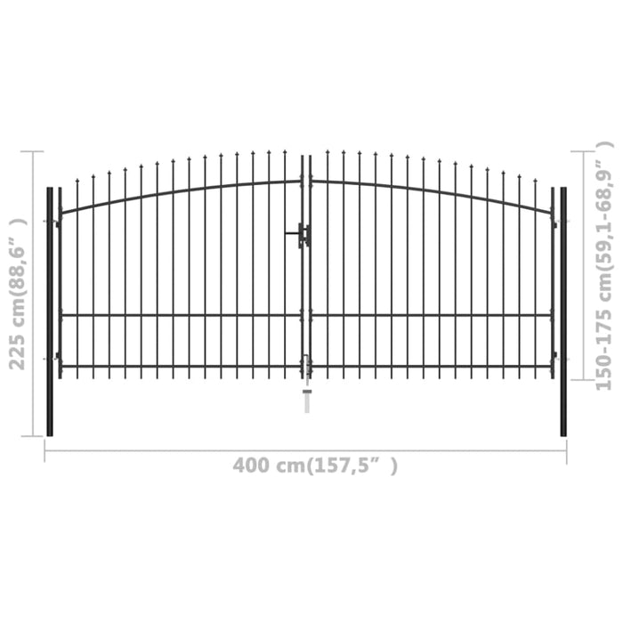 Double Door Fence Gate With Spear Top 400x225 Cm Oapiao