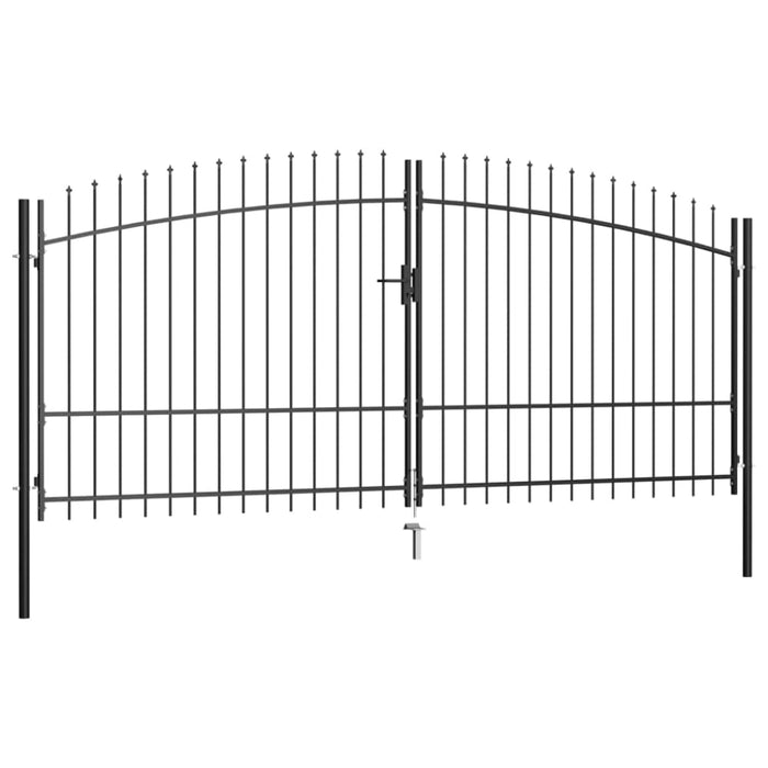 Double Door Fence Gate With Spear Top 400x225 Cm Oapiao