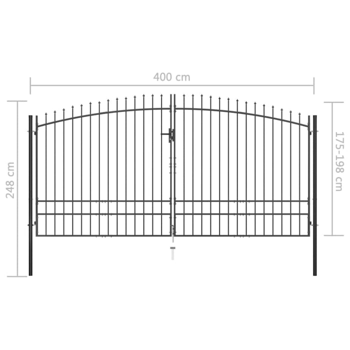 Double Door Fence Gate With Spear Top 400x248 Cm Oapiax