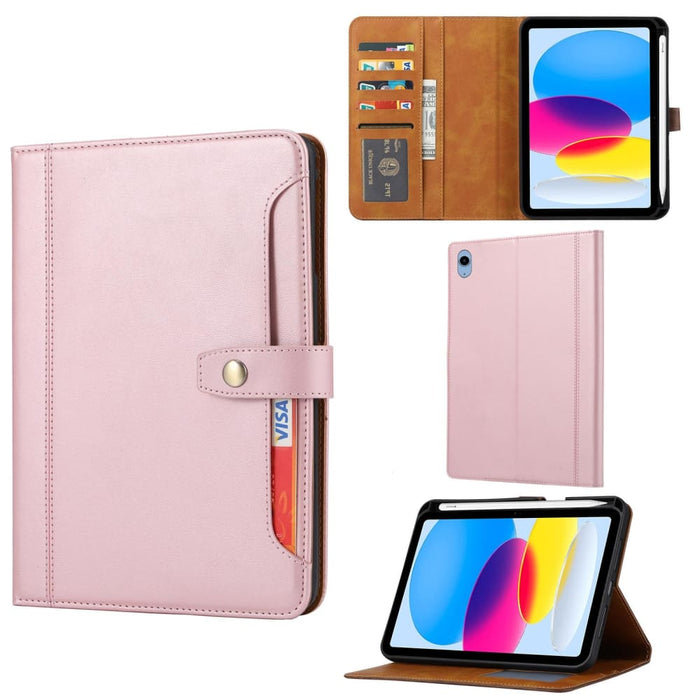 Double Fold Leather Smart Tablet Case With Calf Texture