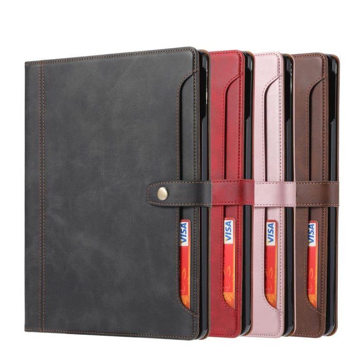 Double Fold Leather Smart Tablet Case With Calf Texture