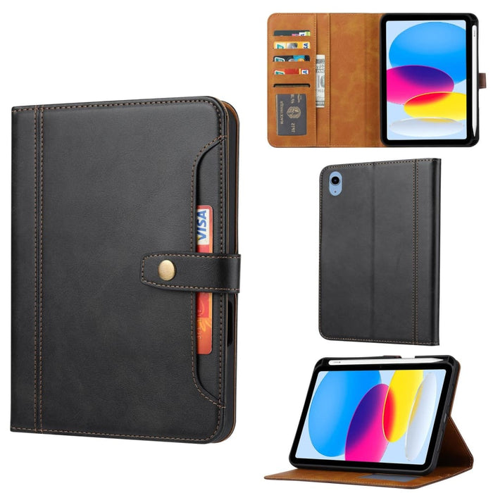 Double Fold Leather Smart Tablet Case With Calf Texture
