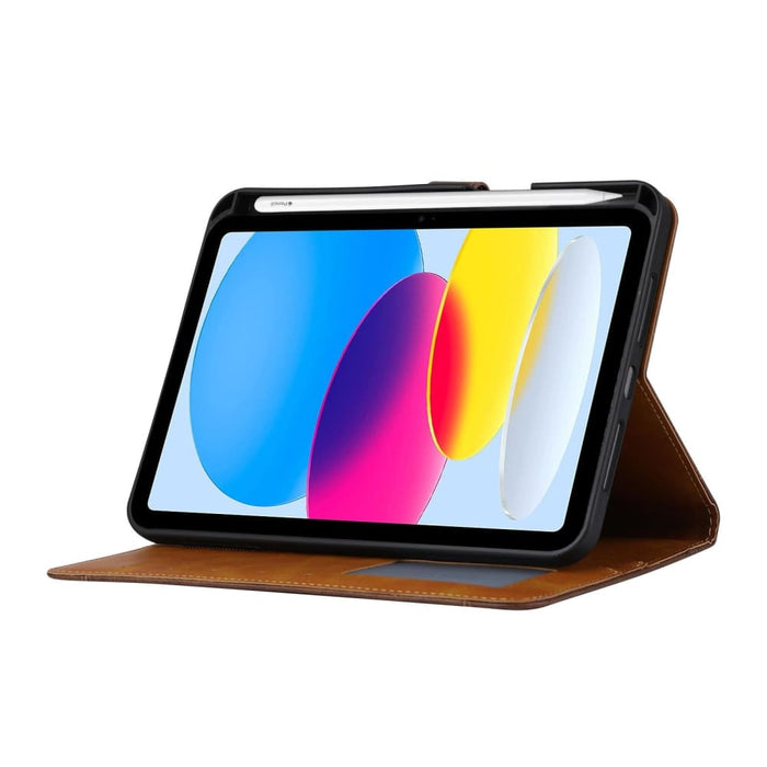 Double Fold Leather Smart Tablet Case With Calf Texture