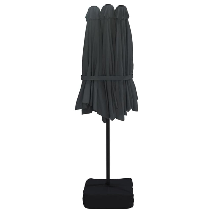 Double-head Parasol with Leds Black 449x245 Cm Tlxkpk