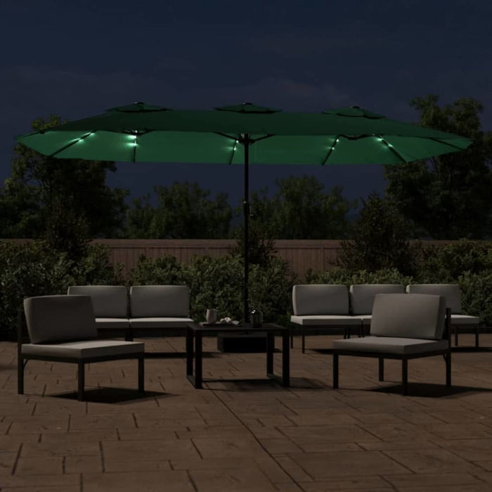 Double-head Parasol with Leds Green 449x245 Cm Tlxkpa