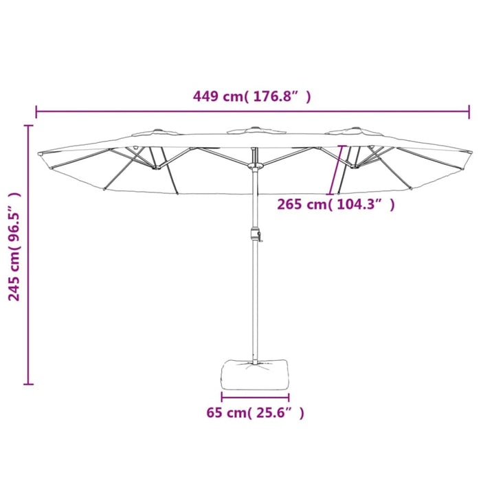 Double-head Parasol With Leds Terracotta 449x245 Cm Tlxkpn