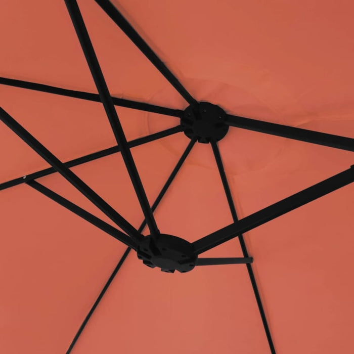 Double-head Parasol With Leds Terracotta 449x245 Cm Tlxkpn