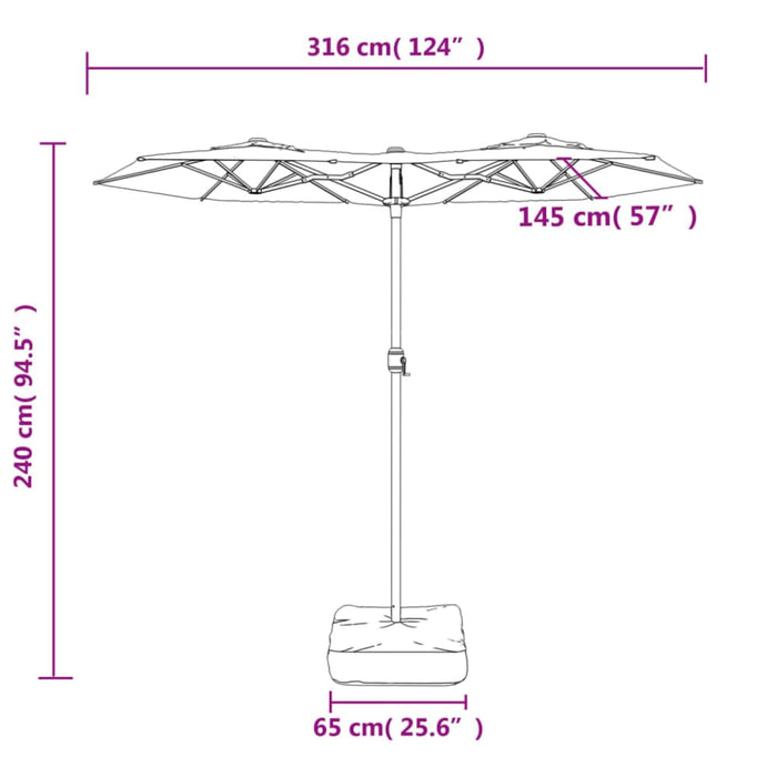 Double-head Parasol Sand White 316x240 Cm Tlxklo
