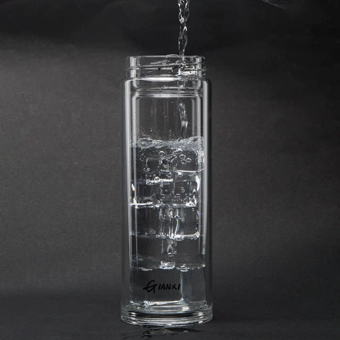 Double Layer Leak Proof Heat Resistant Glass Cup with Tea