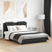 Double Size Bed Frame With Headboard Black 135x190 Cm