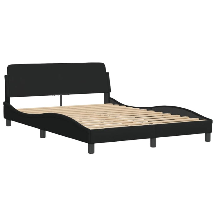 Double Size Bed Frame With Headboard Black 137x187 Cm