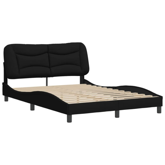 Double Size Bed Frame With Headboard Black 137x187 Cm