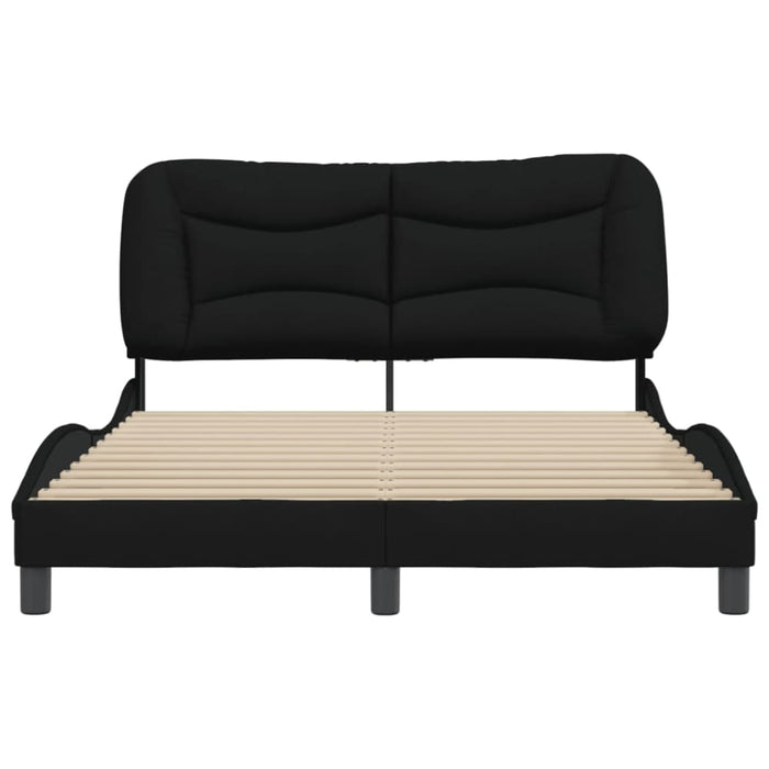 Double Size Bed Frame With Headboard Black 137x187 Cm
