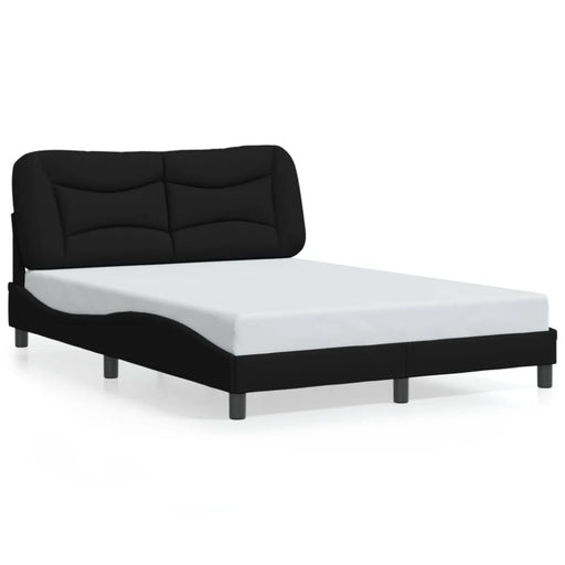 Double Size Bed Frame With Headboard Black 137x187 Cm
