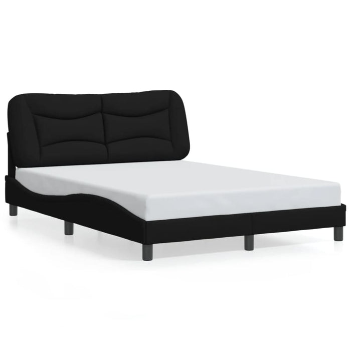 Double Size Bed Frame With Headboard Black 137x187 Cm