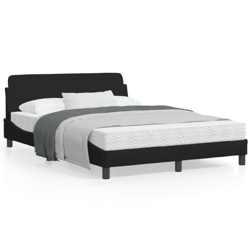 Double Size Bed Frame with Headboard Black 137x190 Cm