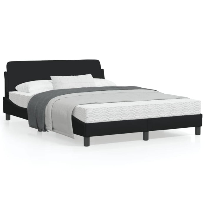 Double Size Bed Frame with Headboard Black 137x190 Cm