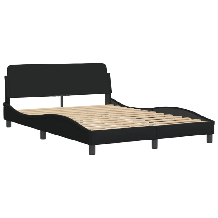 Double Size Bed Frame with Headboard Black 137x190 Cm