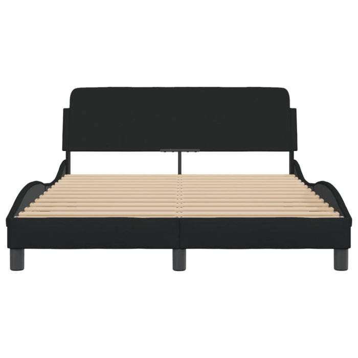 Double Size Bed Frame with Headboard Black 137x190 Cm