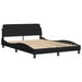 Double Size Bed Frame With Headboard Black 137x190 Cm